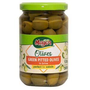 MAYOR GREEN PITTED OLIVES 300 GRMS
