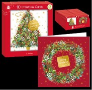 I XMAS CARDS  TREE & WREATH 10 PCS.