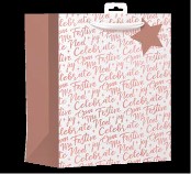 I XMAS GIFT BAG LRG ROSE GOLD TEXT