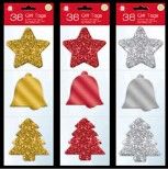 I XMAS GIFT TAGS GLITTER & FOIL  ASST 36 PCS.