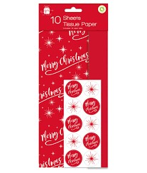 I XMAS TISSUE PAPER MERRY XMAS 10 PCS.