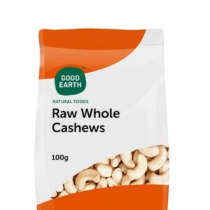 GOOD EARTH CASHEW NUTS WHOLE 100 grms