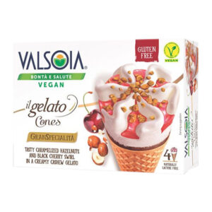 VALSOIA IL GELATO 4 CHERRY CONES - CASHEW BASED  300 GRMS