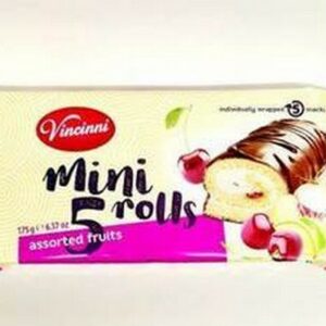 VINCINNI MINI ROLLS ASSORTED FRUITS 175 GRMS
