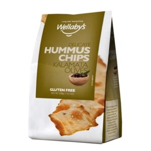 WELLABYS HUMUS CHIPS KALAMATA OLIVE 120 GRMS