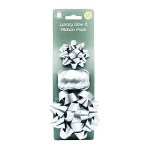 I XMAS BOW AND RIBBON SET SILVER
