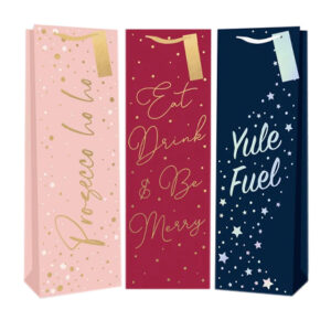 I XMAS GIFT BAG BOTTLE NAVY PINK RED ASST