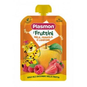 PLASMON SPREMI FRUTTINI TODDLER POUCHES - MELA, FRAGOLA & LAMPONE 130 GRMS