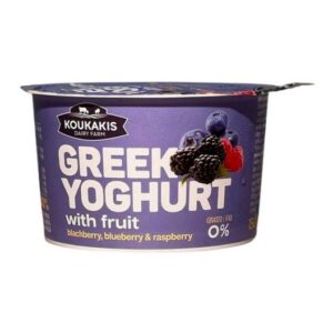 KOUKAKIS GREEK YOGURT 0%(BLACKBERRY,BLUEBERRY,RASPBERRY) 150 GRMS