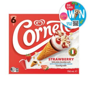 ALGIDA CORNETTO STRAWBERRY ICE CREAM M/P 6X750 GRMS