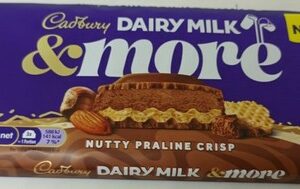 CADBURY DAIRY MILK & MORE NUTTY PRALINE CRISP 180 GRMS