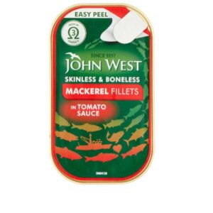 JOHN WEST MACKEREL FILLETS IN TOMATO SAUCE 115 GRMS
