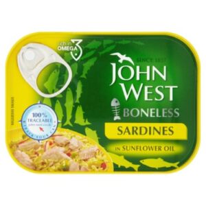 JOHN WEST BONELESS SARDINES IN SUNFLOWER OIL 95 GRMS