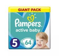 PAMPERS GIANT ACTIV BABY 5 JUNIOR 64 PCS.