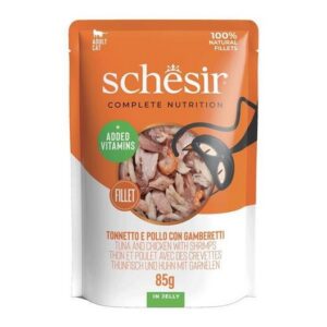 SCHESIR TUNA CHICKEN SHRIMPS JELLY  POUCH 850 GRMS