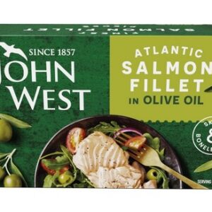 JOHN WEST SALMON FILLETS IN OLIVE OIL 115 GRMS
